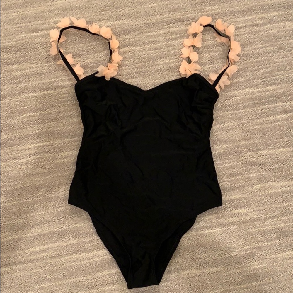 Never been worn floral appliqué bathing suit